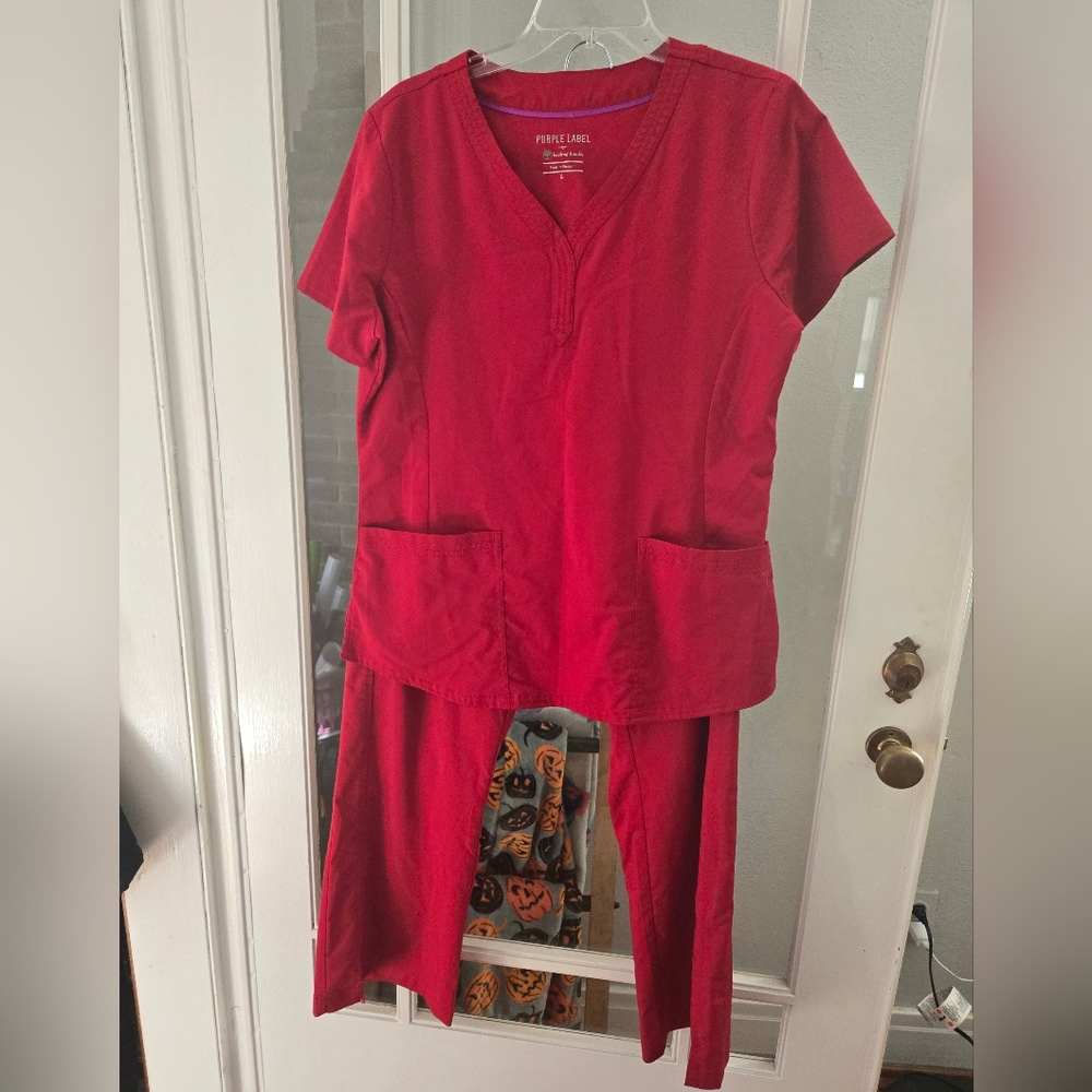 Healing Hands Red Scrub Set - Like New